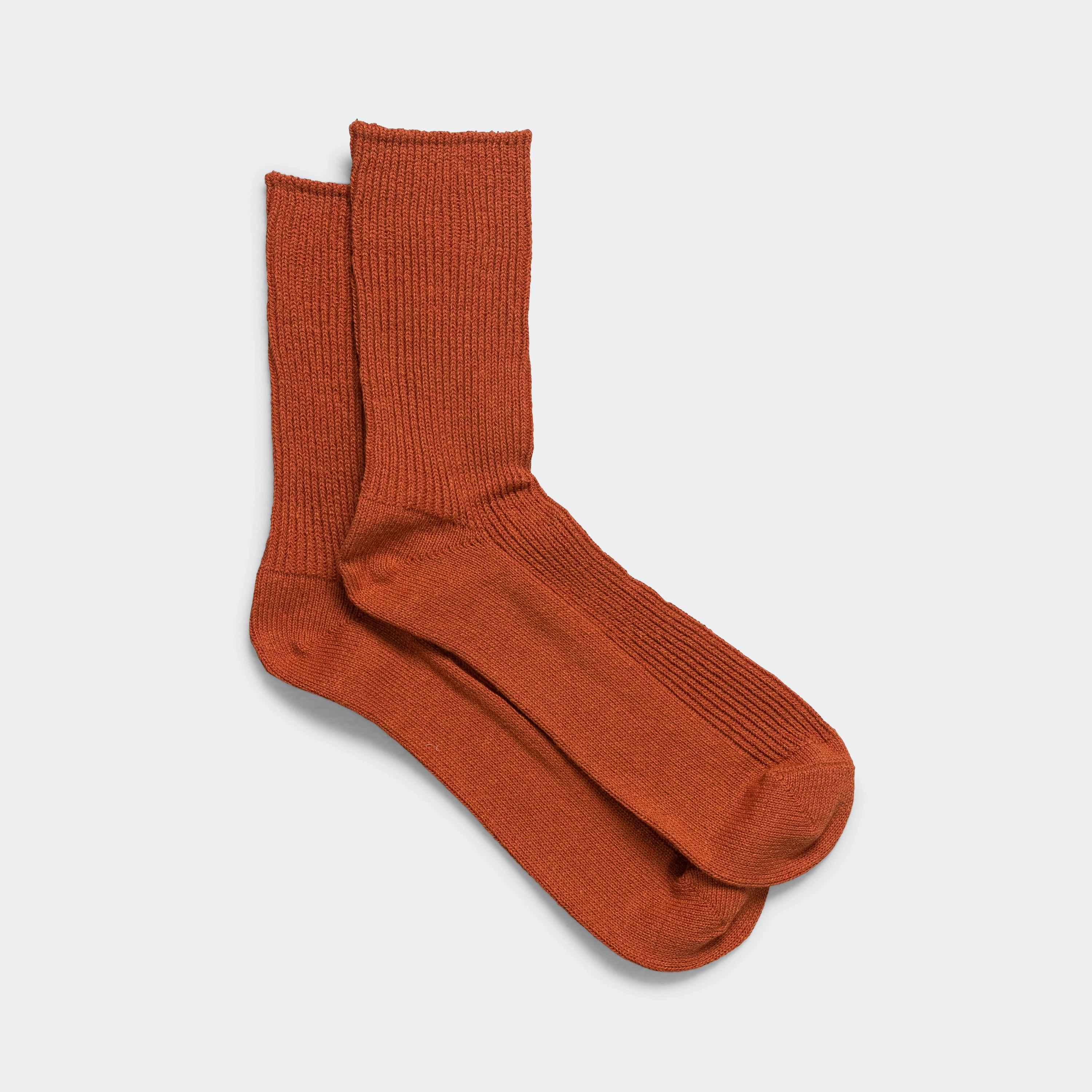 Ribbed Crew Sock - Dark Orange