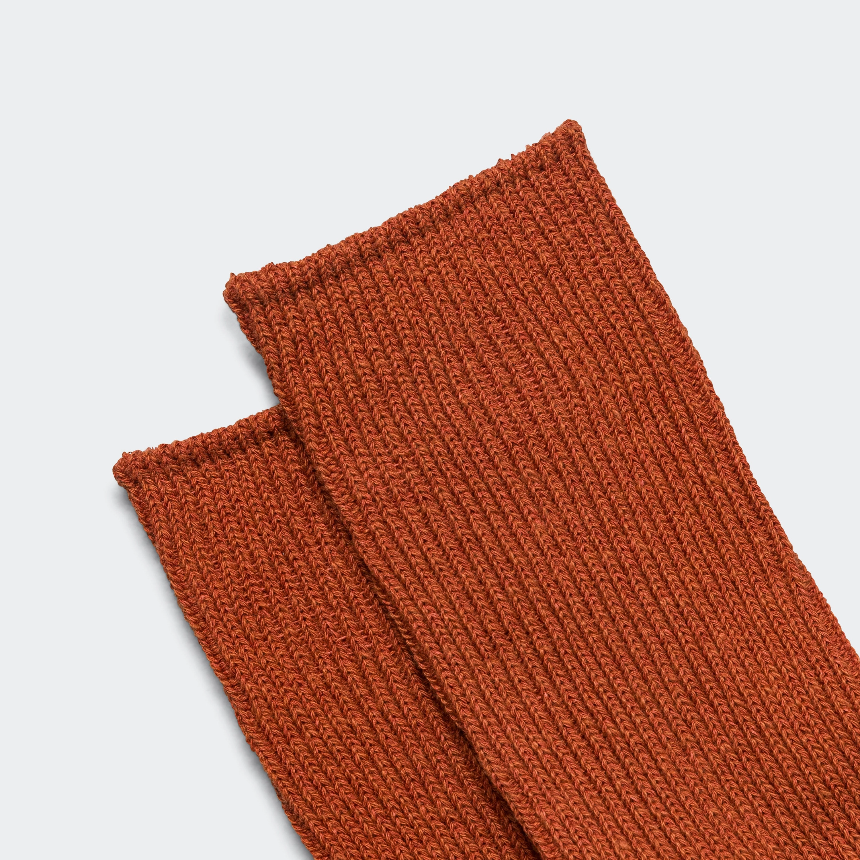 Ribbed Crew Sock - Dark Orange
