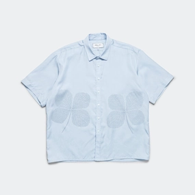 S/S Button Down - Pale Blue/Phantom Clover Print