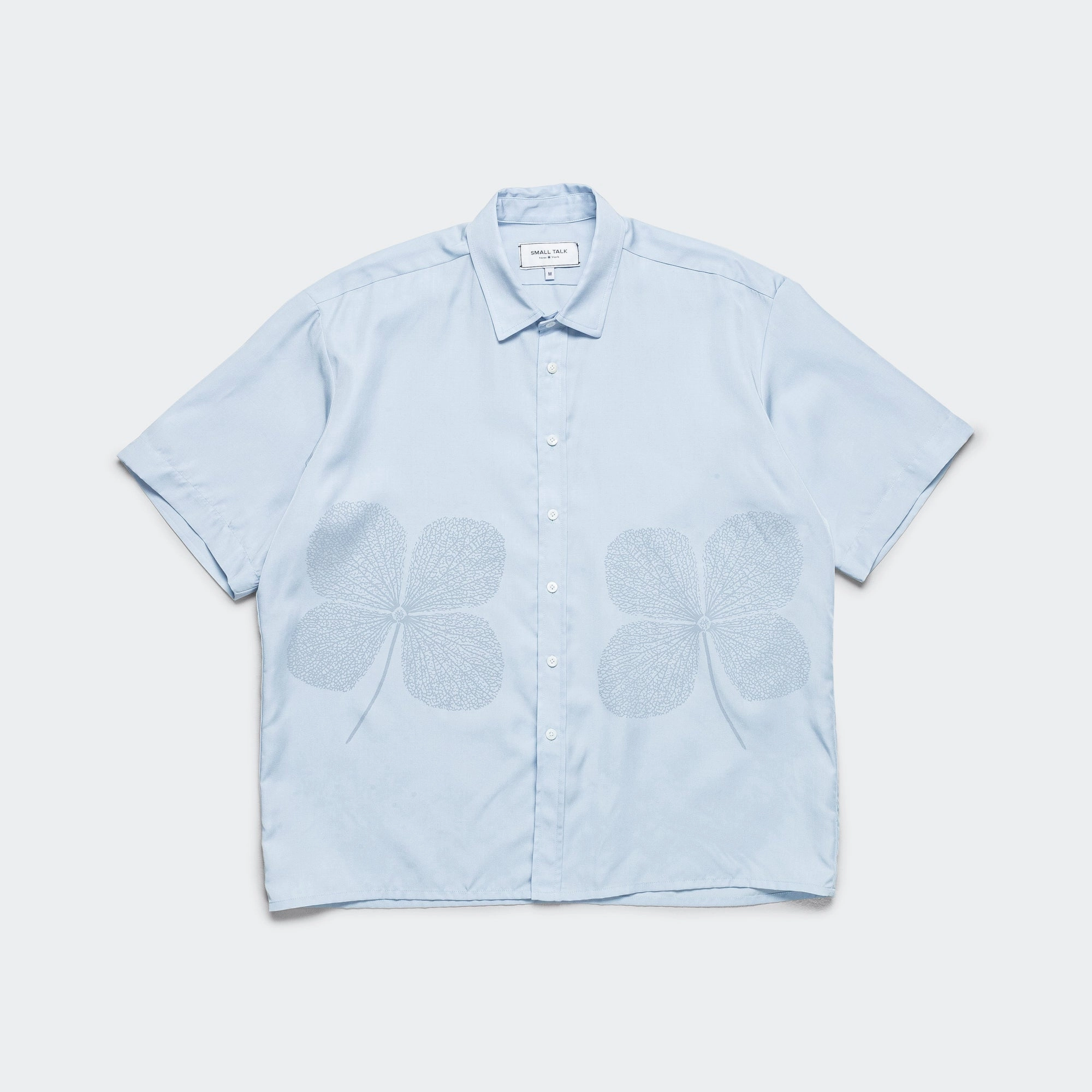 S/S Button Down - Pale Blue/Phantom Clover Print