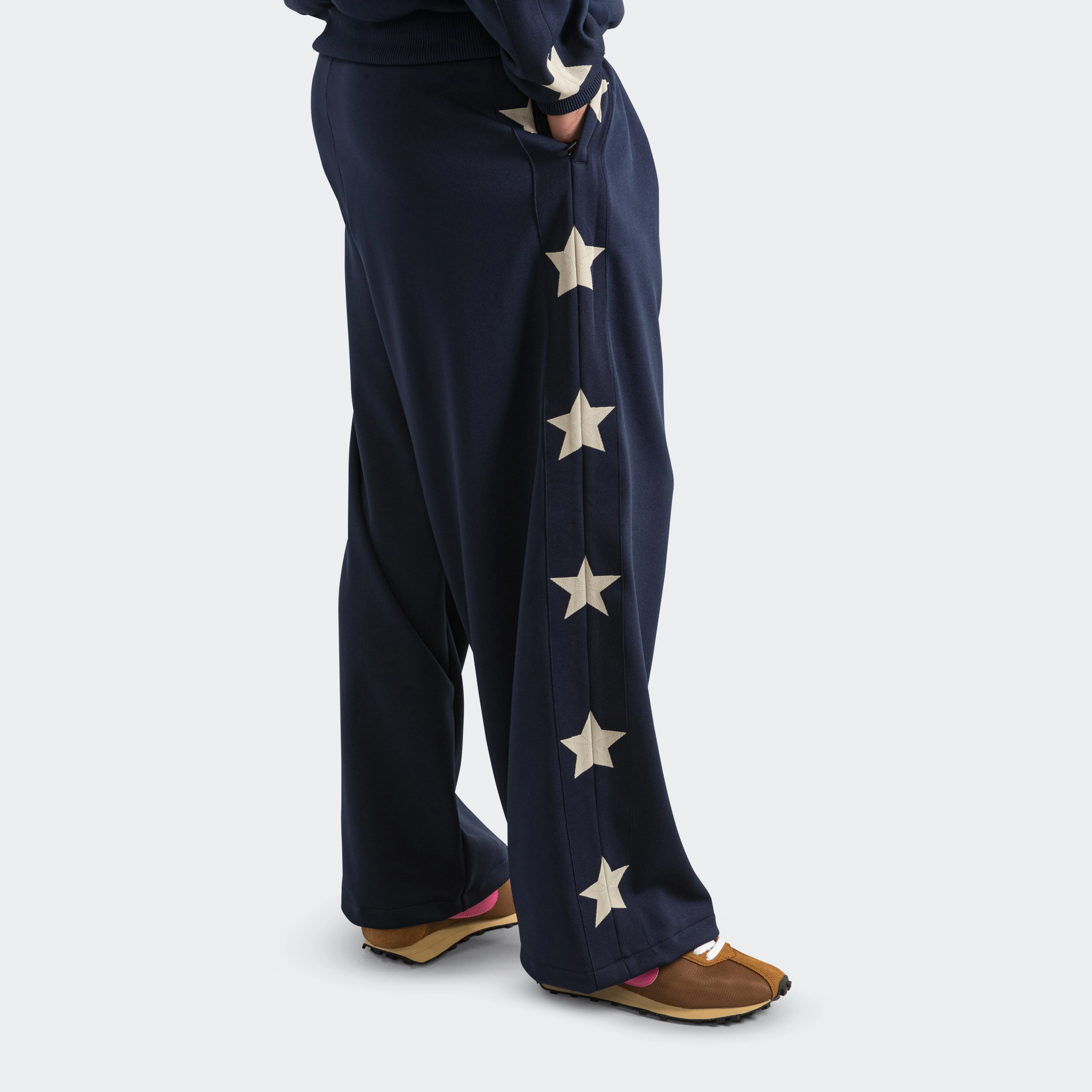 Smooth Jersey Stantman&woman Baggy Track Pants - Navy