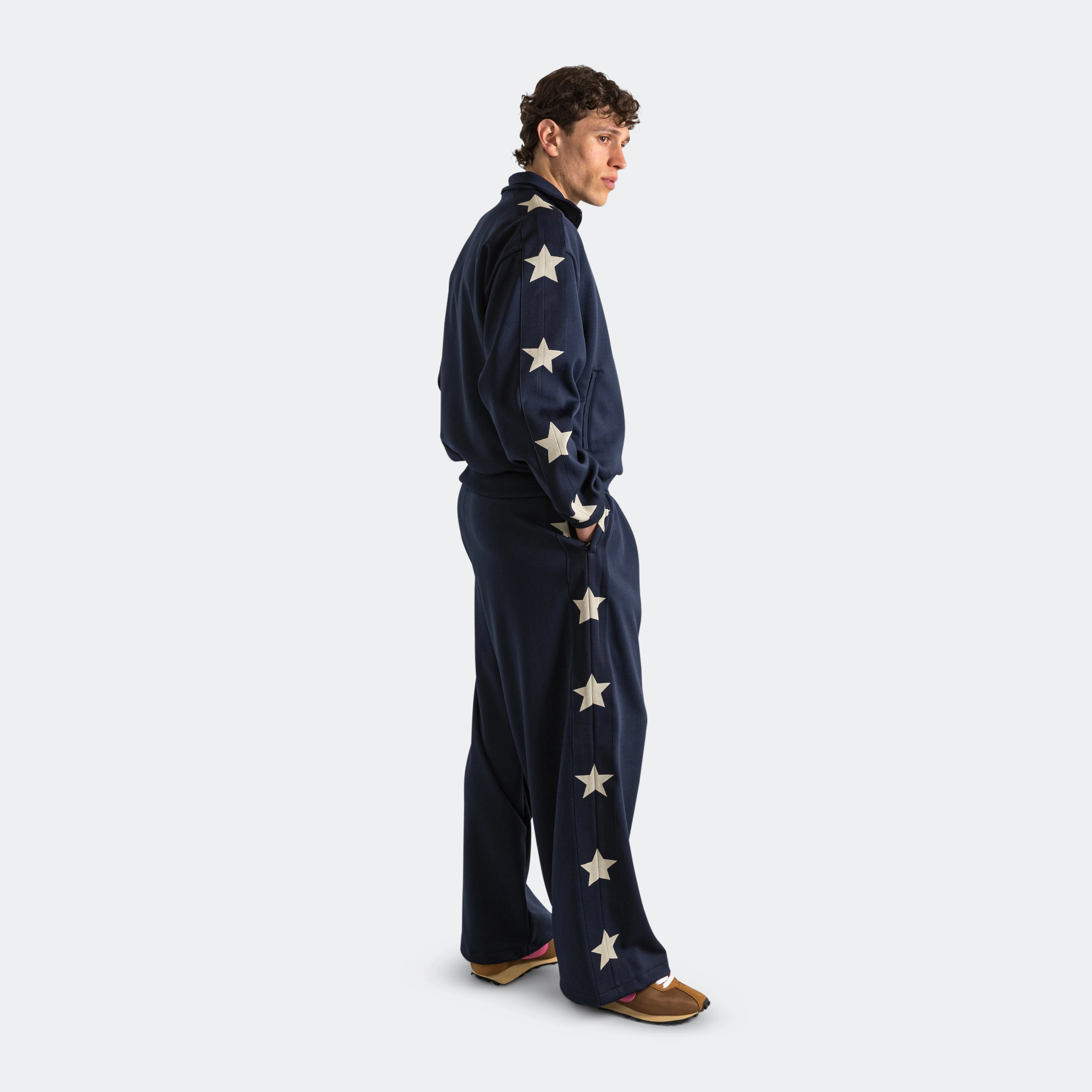 Smooth Jersey Stantman&woman Baggy Track Pants - Navy