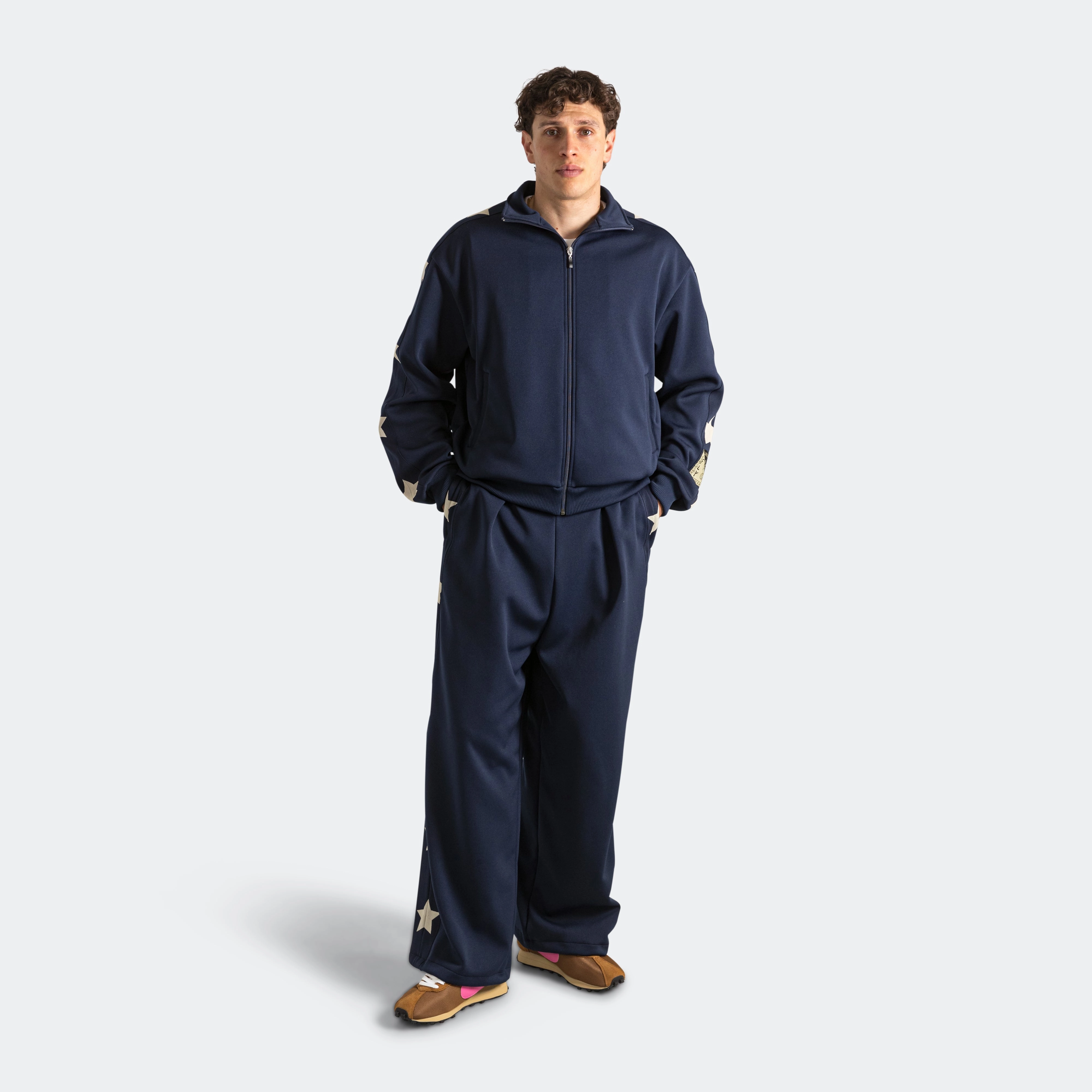 Smooth Jersey Stantman&woman Baggy Track Pants - Navy