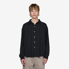 Vacation Shirt Black Textured Stripe