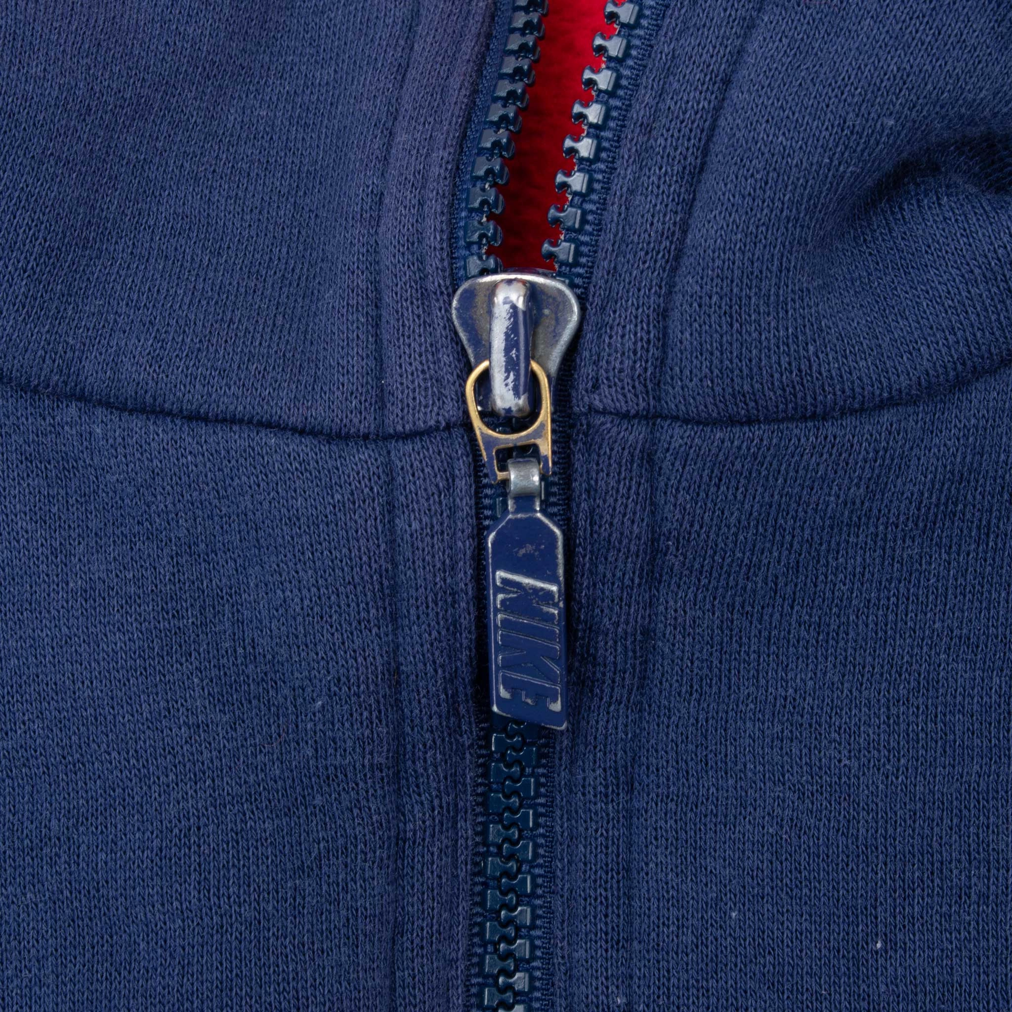 VINTAGE NIKE CLASSIC SWOOSH BLUE FULL ZIP SWEATSHIRT 1980S SIZE XL