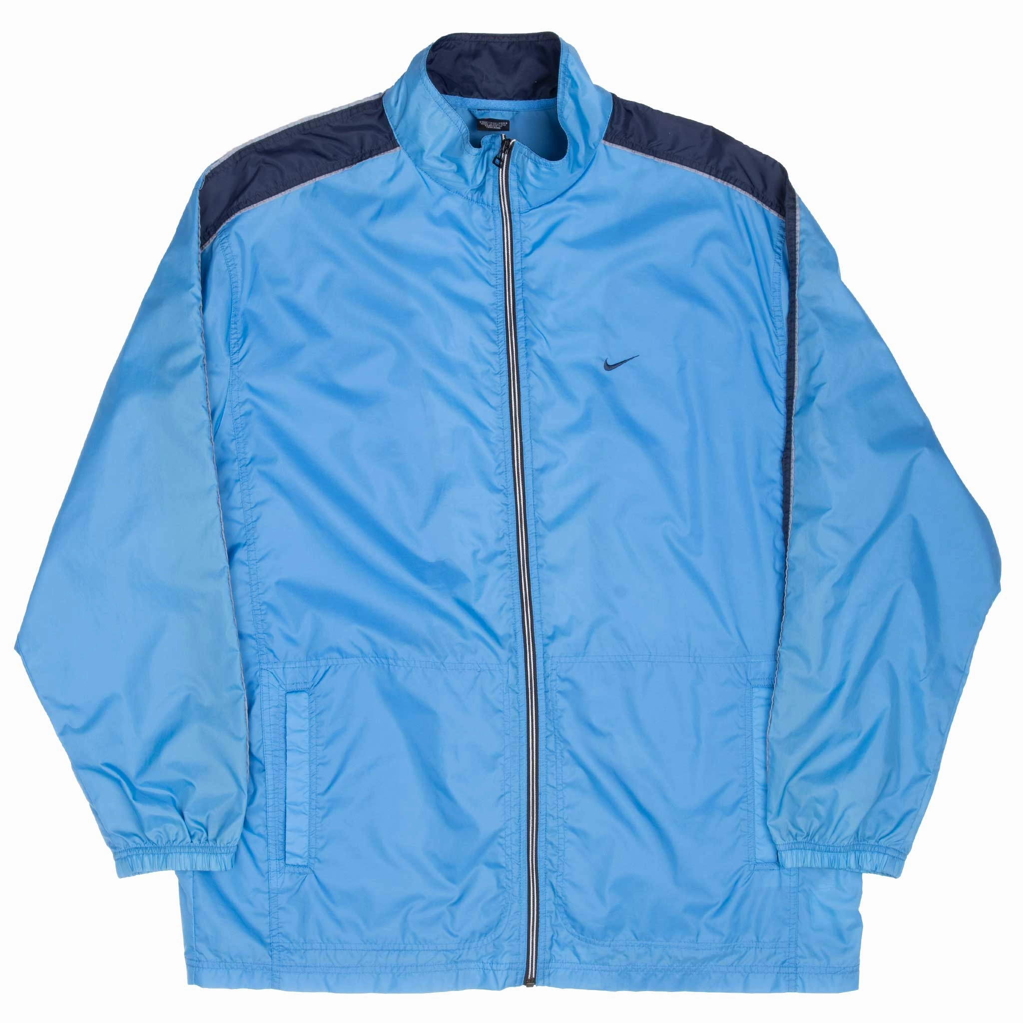 VINTAGE NIKE CLASSIC SWOOSH BLUE WINDBREAKER JACKET 1990S 2XL
