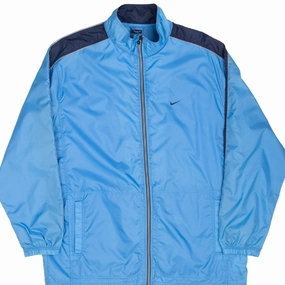 VINTAGE NIKE CLASSIC SWOOSH BLUE WINDBREAKER JACKET 1990S 2XL