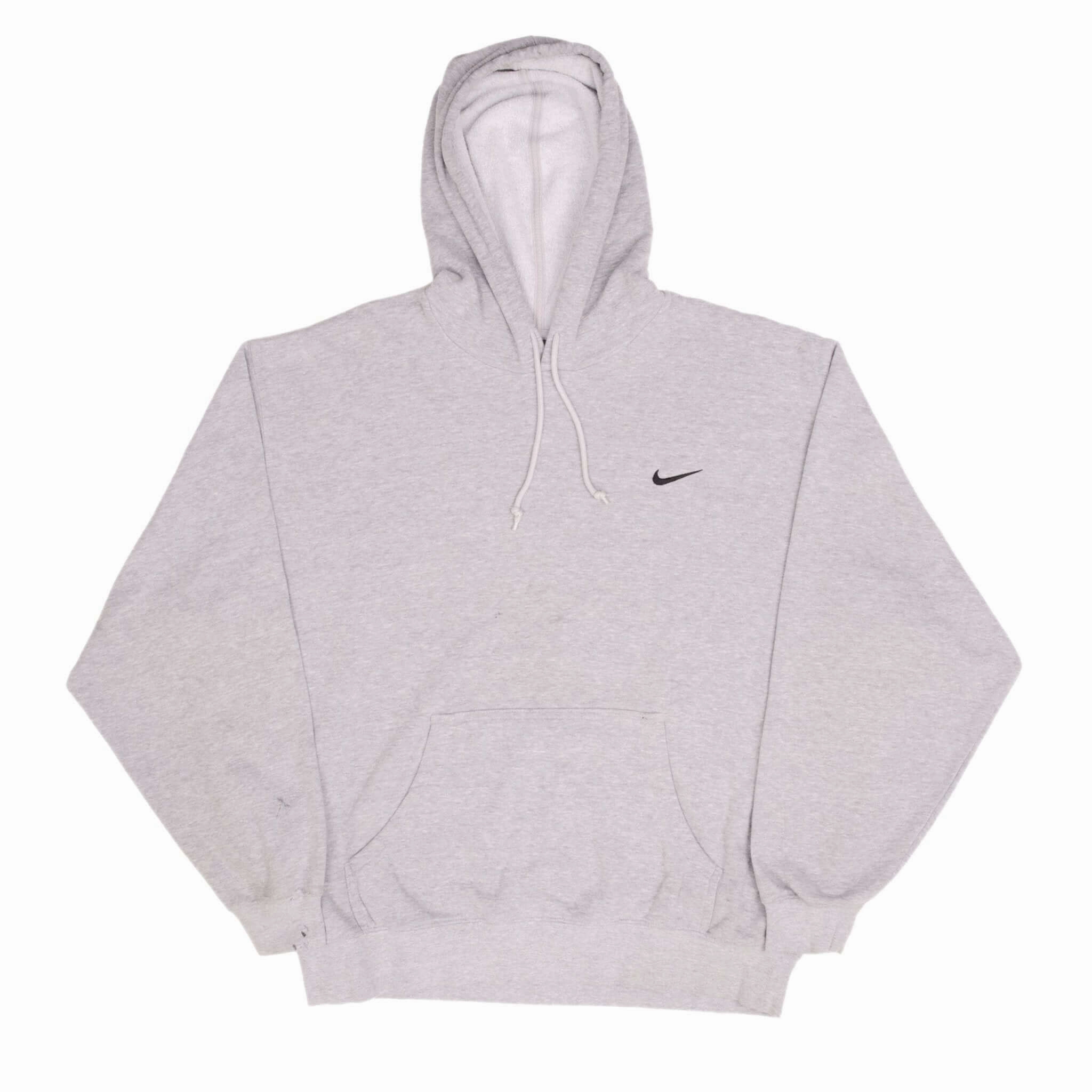 VINTAGE NIKE CLASSIC SWOOSH GREY HOODIE SWEATSHIRT 2000S SIZE XL