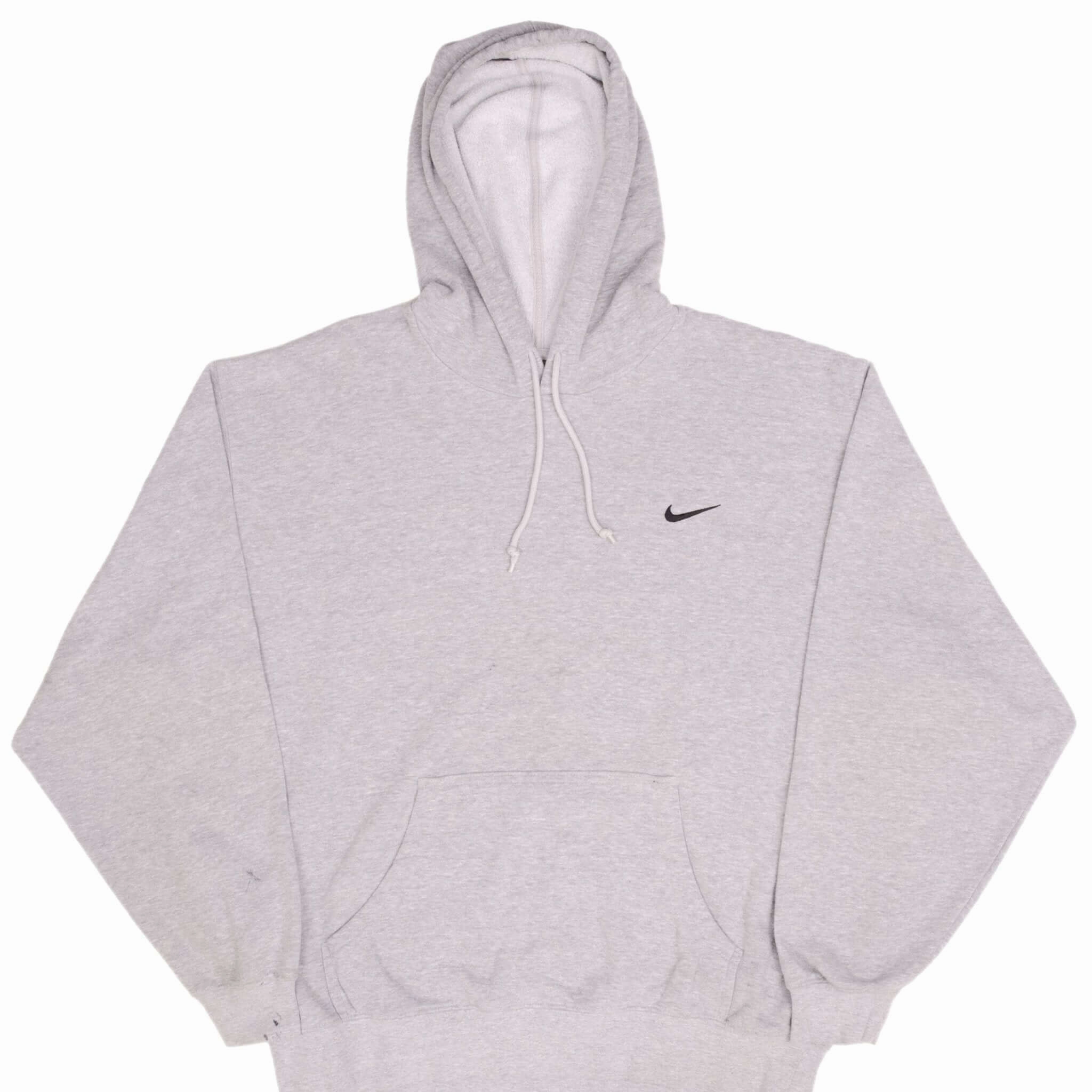 VINTAGE NIKE CLASSIC SWOOSH GREY HOODIE SWEATSHIRT 2000S SIZE XL