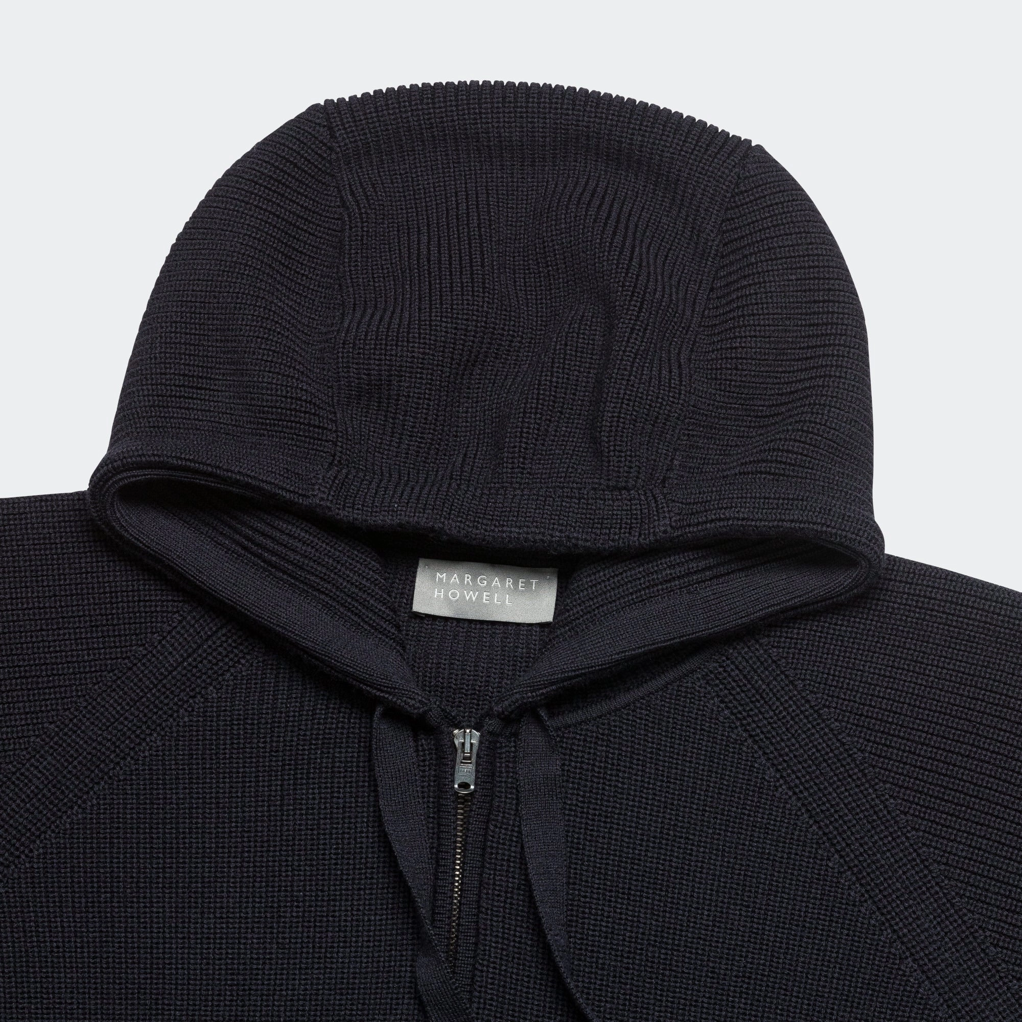 Zip Through Hoodie - Extrafine Merino Wool Ink
